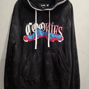 Cookies Black Acid Wash Hoodie Logo Upper Echelin Embroidered